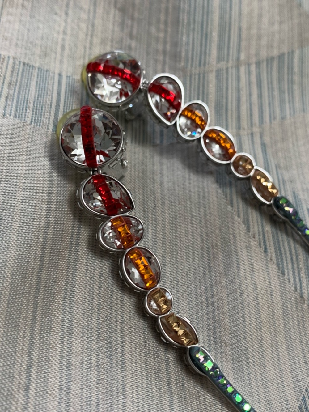 Ultra Rare Collector's Swarovski "Spectrum Shine" Crystal Linear Clip Earrings - Picture 3 of 16